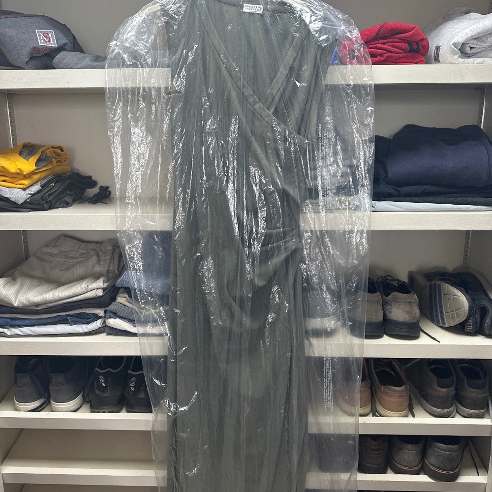 BRUNELLO CUCINELLI MONILI GREEN DRESS IN SIZE LARGE GORGEOUS PREOWNED